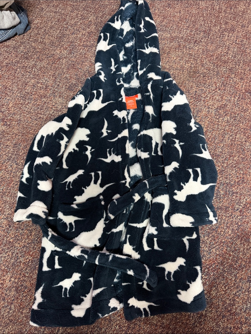 Joe Fresh Navy and White Hooded Fleece Robe with Animal Silhouettes